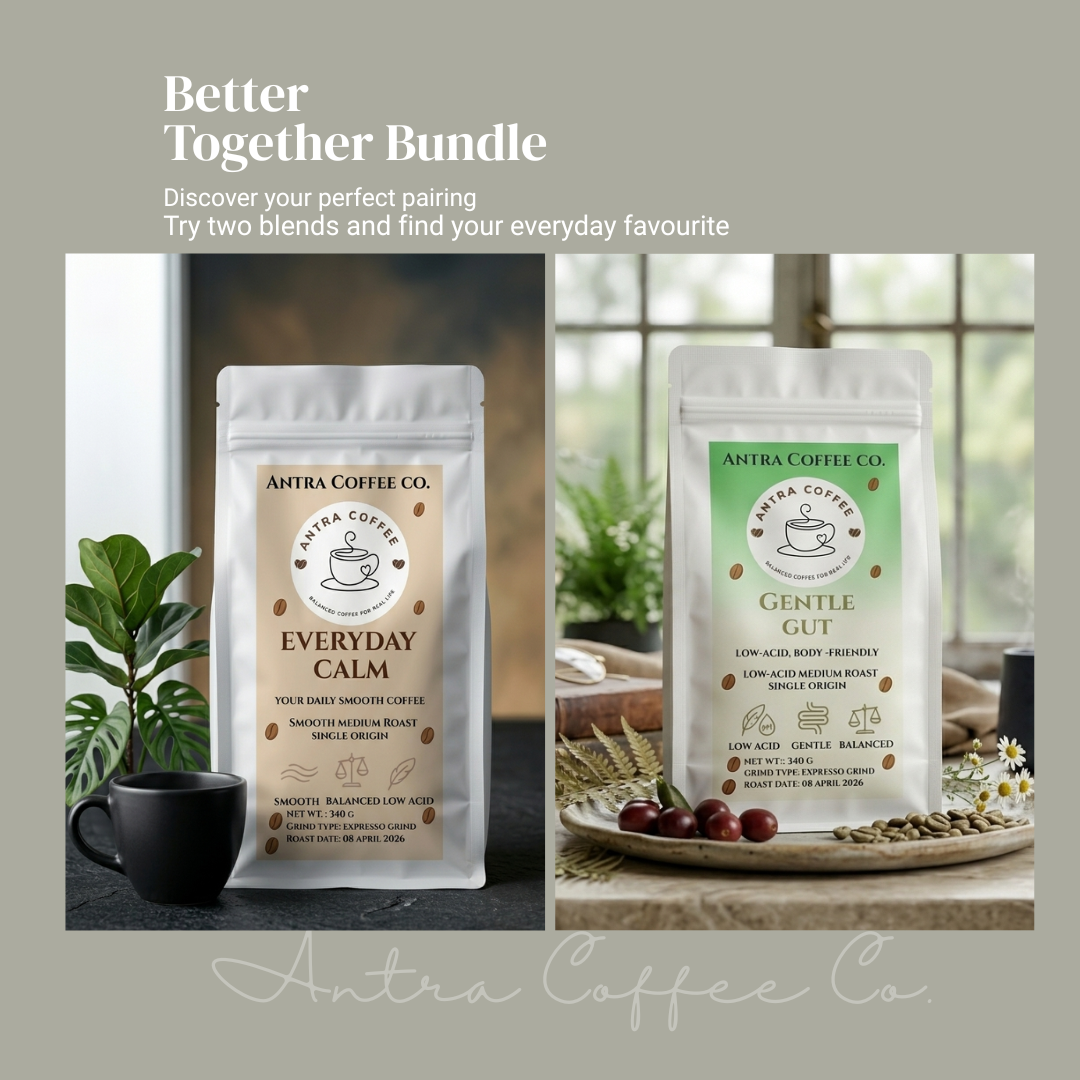 Antra Ritual Bundle duo set containing two curated specialty coffee bags for a balanced morning and evening routine.